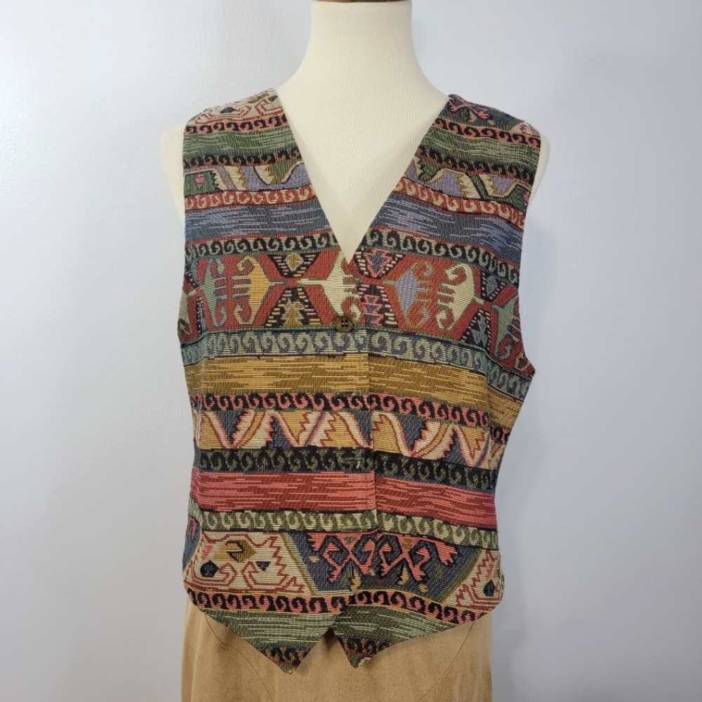 Vintage Orvis Southwestern Aztec Pattern Button Vest